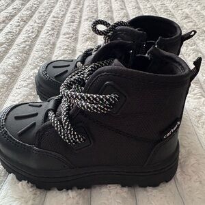 Carter's Black Toddler Boots with Patterned Laces